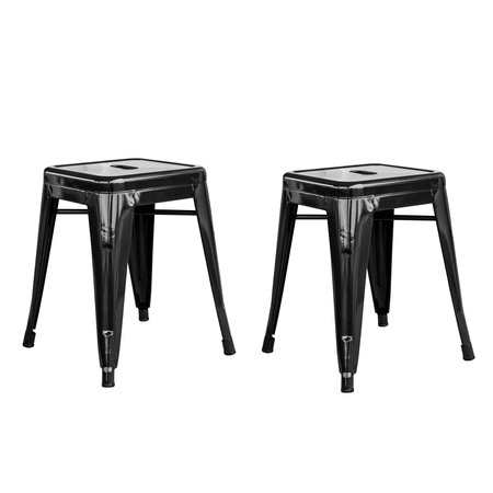 AMERIHOME Loft Black 18" Metal Bar Stool, PK2 BS18BLK